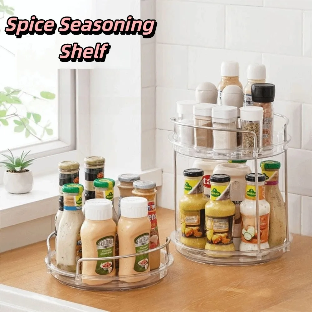 

1/2/3-layer Kitchen Storage Rack Multifunction 360 Rotating Spice Seasoning Shelf Large-capacity Transparent