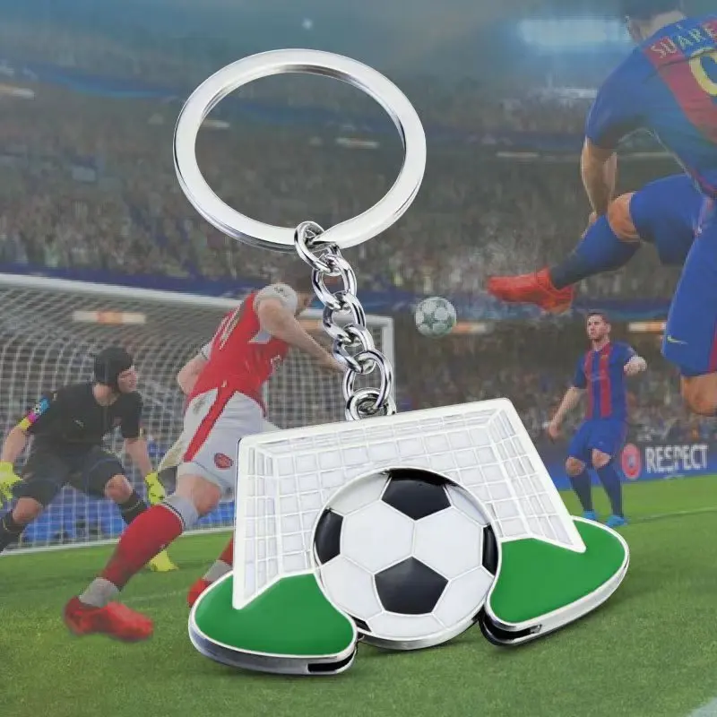 10Pieces Creative Football Token Buckle Green Field Gift Souvenir Football Keychain for Boys Christmas Sports Event Gift