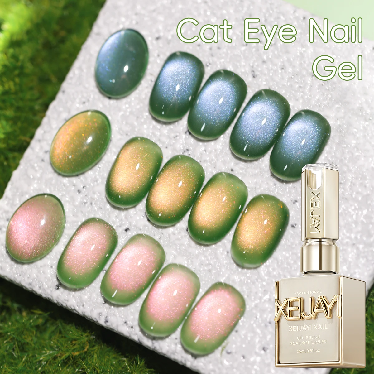 1pc/3pcs Guava Cat's Eye Magnetic Gel Nail Polish - Ultra Shine, Quick-Dry, Soak-Off UV/LED Varnish for Stunning
