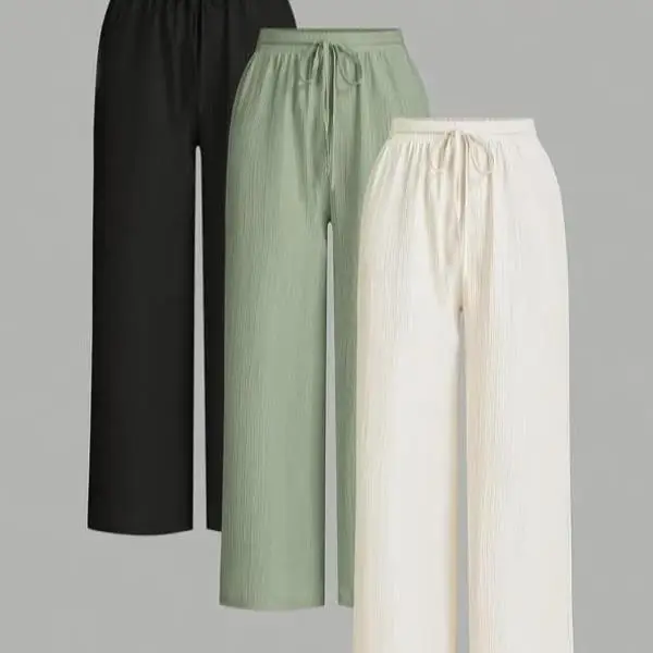 

Loose Fit Dstring Waist Casual Pants Color High Waist Straight Leg Men's Faion Comfortable Breathable Trousers