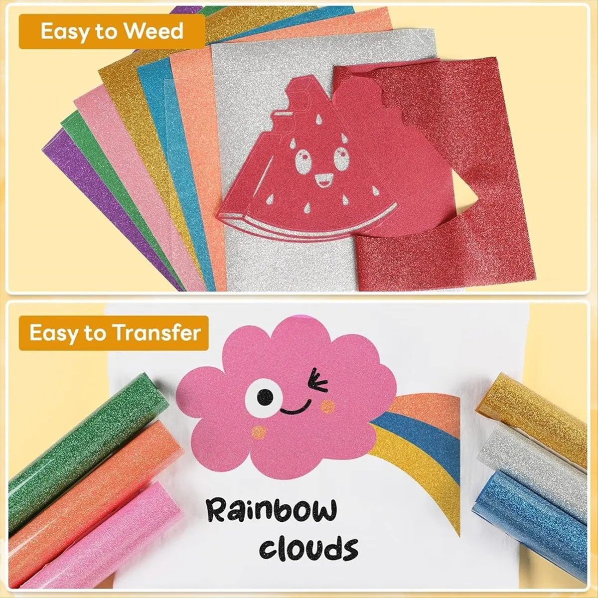 A63K& Glitter HTV Heat Transfer Vinyl -12 Sheets 12