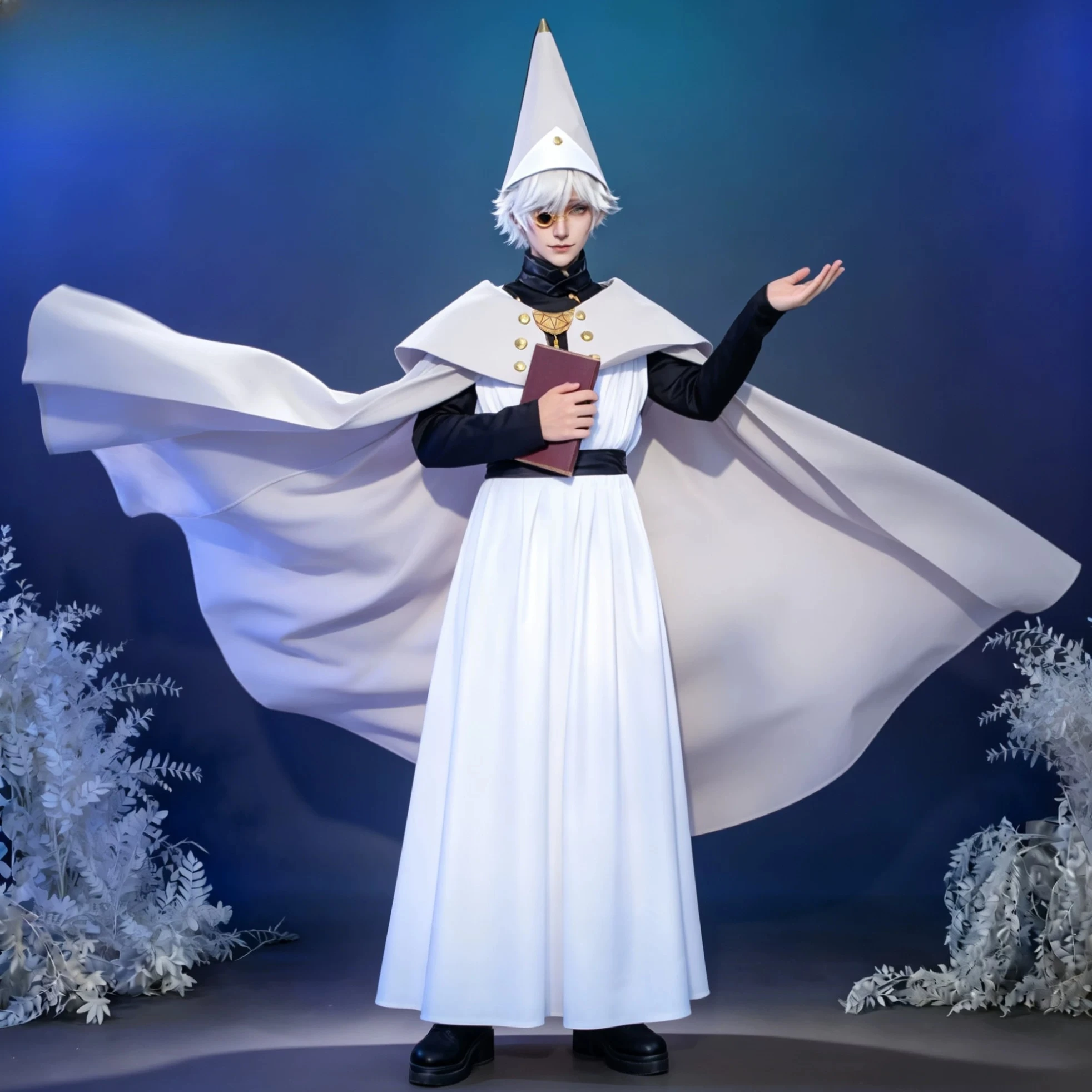 

Witch Hat Atelier Qifrey Cosplay Full Set, Magic Robe with Pointed Hat, Anime Wizard Costume for Comic Con & Halloween
