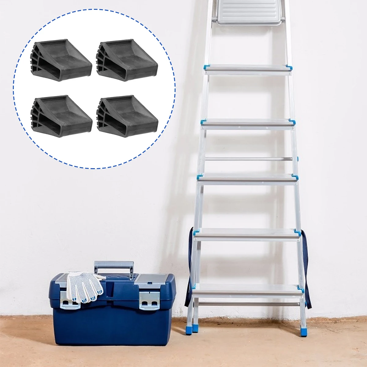 

4pcs Anti-slip Floor Protector for Ladder Feet 6 1x1 7cm Thick Durable Rubber Mat Ladder Pads Replacement Work Construction