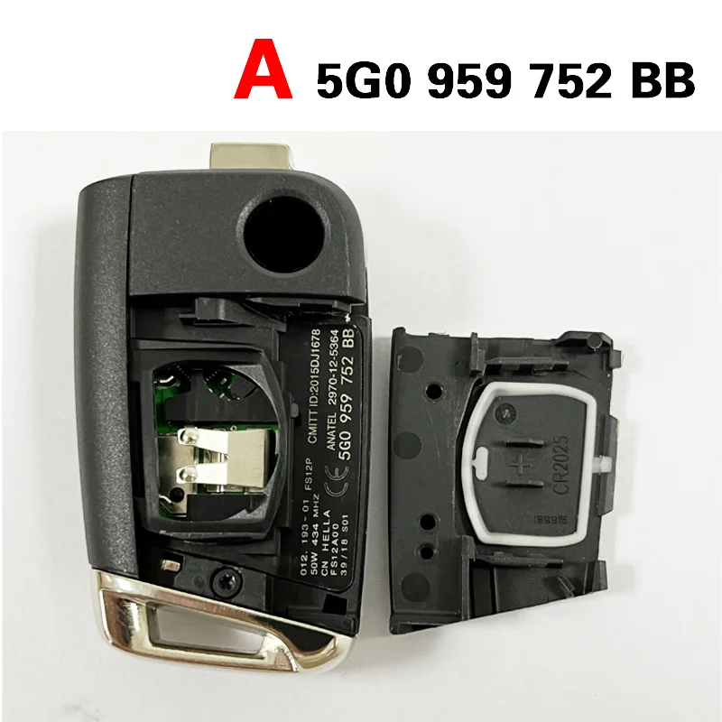 CN001068 정품 플립 키 5G0 959 752 BA 스마트 키 5G6 959 752 AG 433MHz MQB48 5G0 959 752 BB 폭스바겐 티구안 투란 샤란용