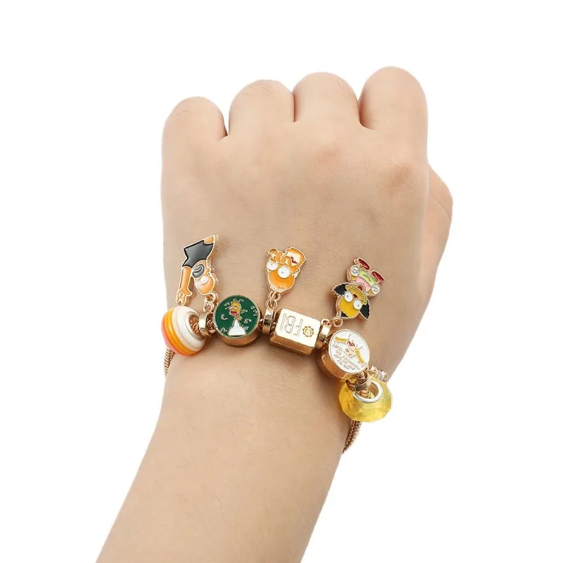Neues The Simpsons Bart Homer Marge Armband mit Hohem Farbwert Cartoon-Puppe DIY-Stil Kreatives Paar-Allrounder-Armband – Detail 6