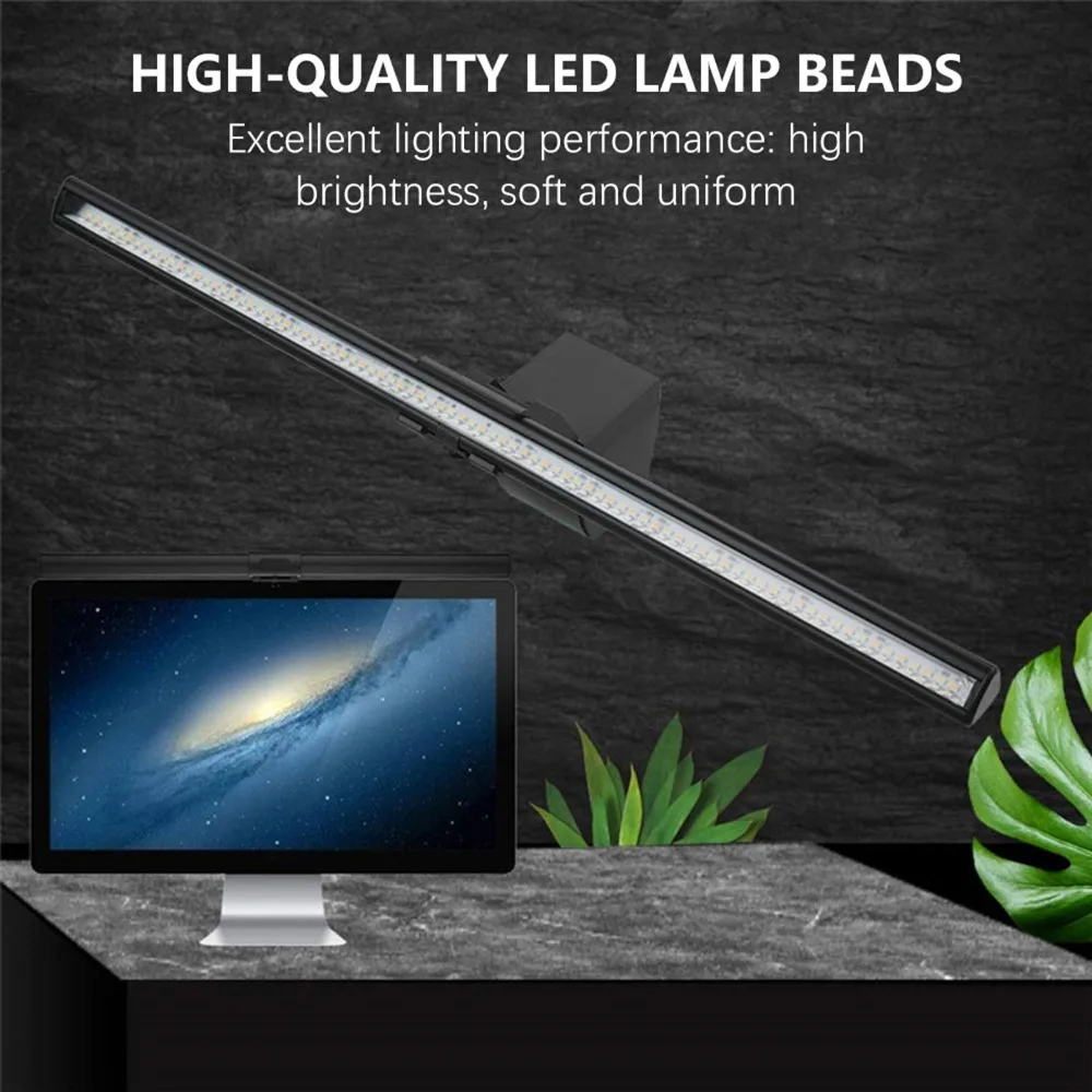3 Color Temperature Monitor Light Bar Adjustable Brightness Clip On Computer Monitor Light USB Powered Screen Monitor Light
