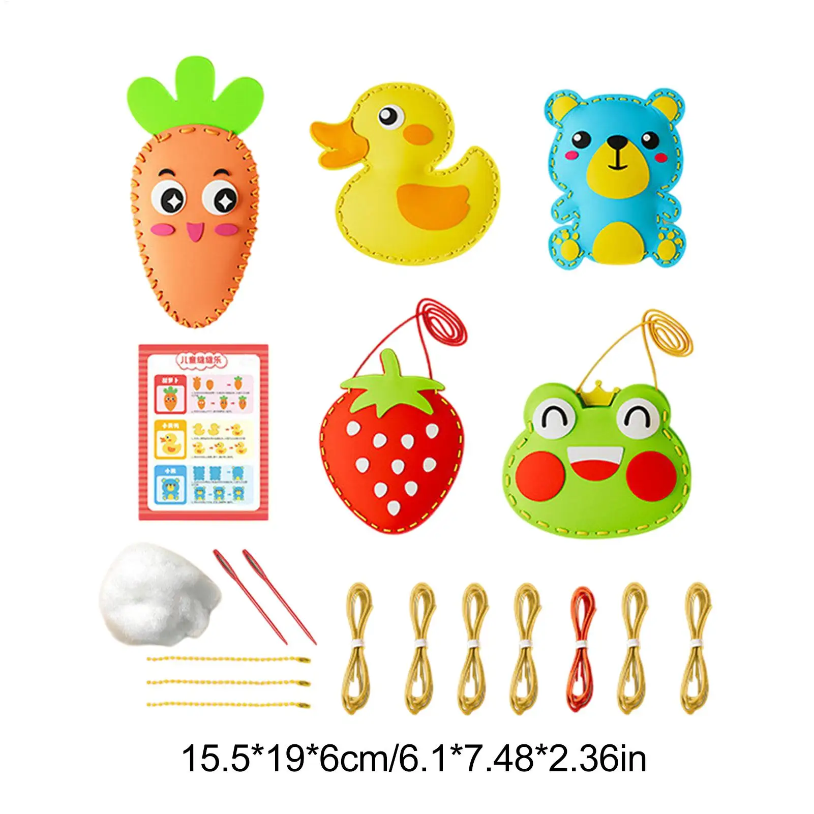 Zestaw do szycia zabawnych zwierzątek z pianki EVA, wstępnie wykrojone kształty, edukacyjna zabawka do szycia dla dzieci, zestawy kreatywne, wczesna edukacja, trening Montessori