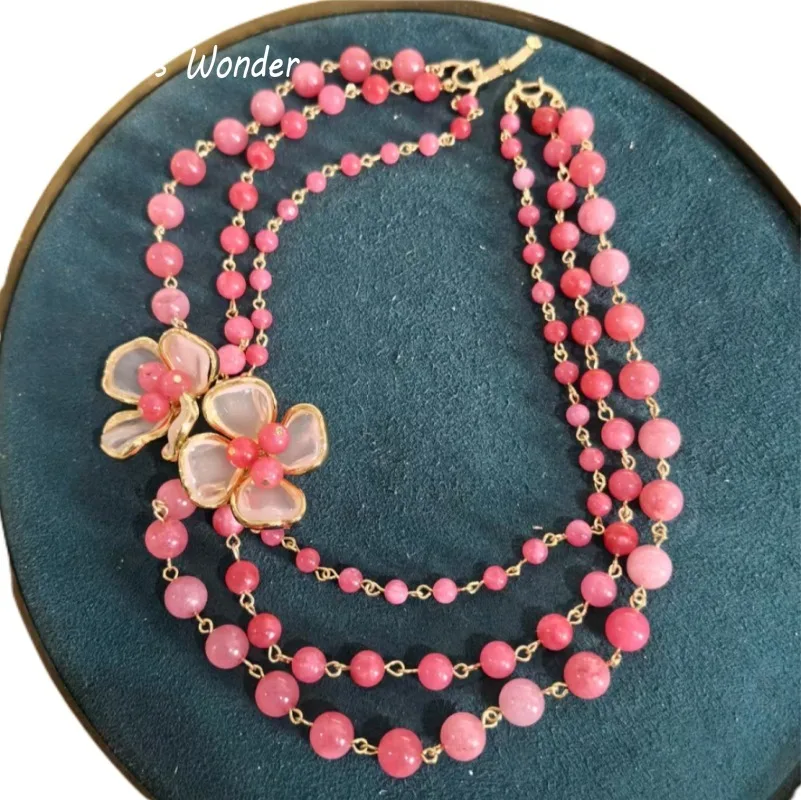 Timeless Wonder Fancy Geo Glass Beaded Floral Pave Necklaces for Women Designer Jewelry Rare Top Runway Gift Statement Rare 2617