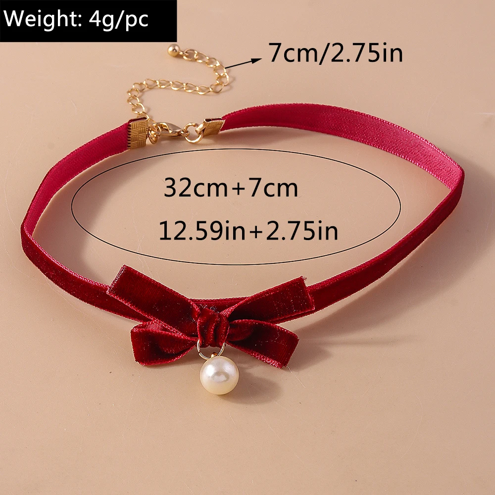 Modische Samtkette für Damen, koreanischer Stil, Schleifen-Choker, Mädchen-Party- und Festivalschmuck, Dekoration – Detail 3