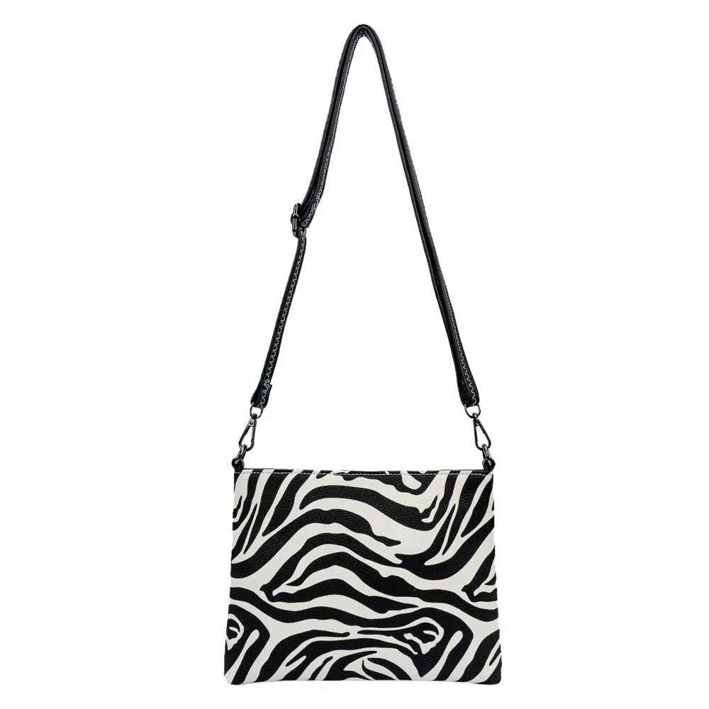 Shoulder Bag For Women Zebra Print Concho Shoulder Pouch New Trend Zipper Handbags Special Design Large Capacity Tote Bags