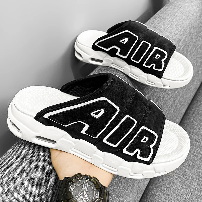 2023 Fashion Men Platform Slides Black Slide Shoes Men Cartoon Pattern Single Band EVA Slippers Non-Slip Men Sandals