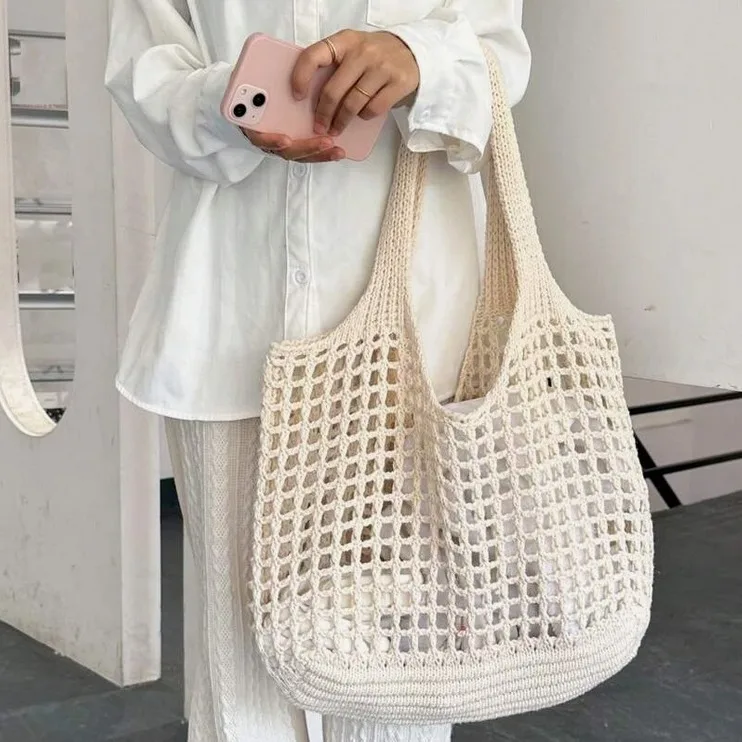 

Tote Shopping Knitted Bags Hollow Beach Bag Woven Designer Hand Bags Women Handbag Crossbody Bags for Women
