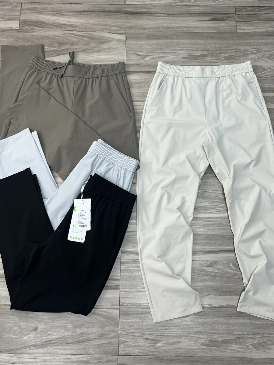 

Qui Dry Breathable Outdoor Men's Casual Pants Elastic Waist Ice Silk Sports Faion Urban Sle Long Straight Leg Trousers