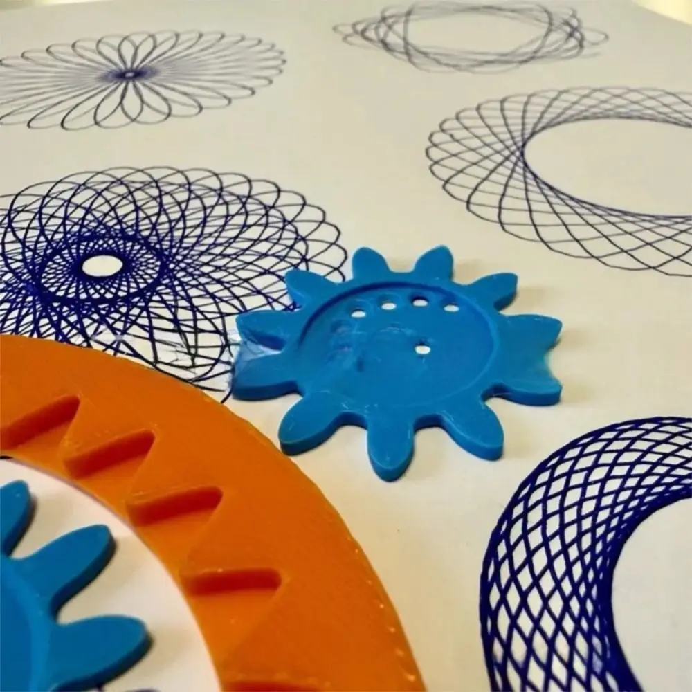 Plastic Painting Geometric Ruler Interlocking Gears Wheels Spiral Design Arts Craft Drawing Ruler Spirograph Drawing Toy
