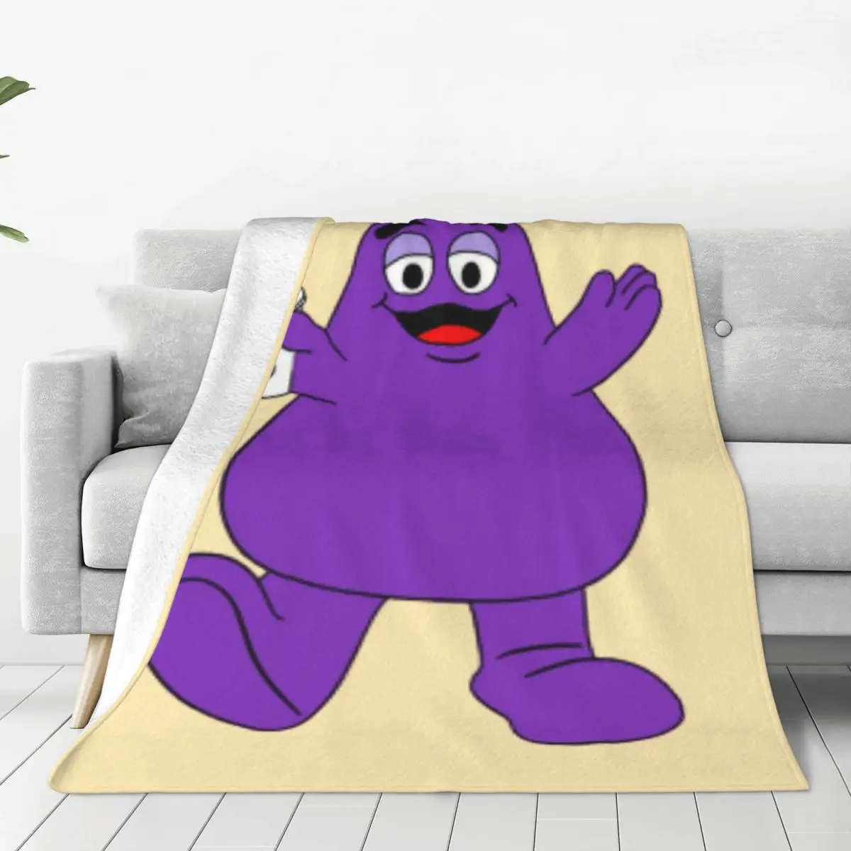 McDonald's Grimace Fast Food Mascot Blankets Soft Warm Flannel Throw Blanket Plush for Bed Living room Picnic Travel Home Sofa