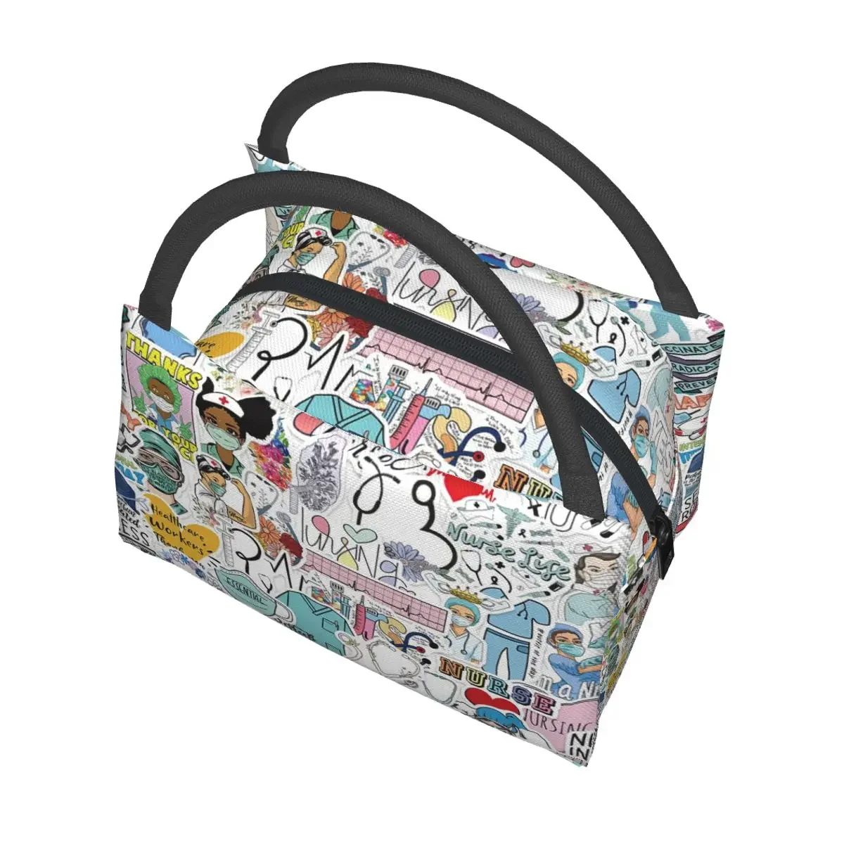 Doctors Nurse Print Thermal Lunch Bag Women Portable Insulated Cooler Bag Picnic Office Reusable Packed Lunch Box Bags