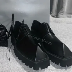 Rhino horn platform leather shoes women/men lace-up Dress All-match derby shoes 2025 new fashion British retro Casual shoes