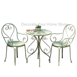 European Retro Iron Garden Furniture Sets Outdoor Courtyard Garden Balcony Table and Chair Set cafe Dining Table and Chairs Z