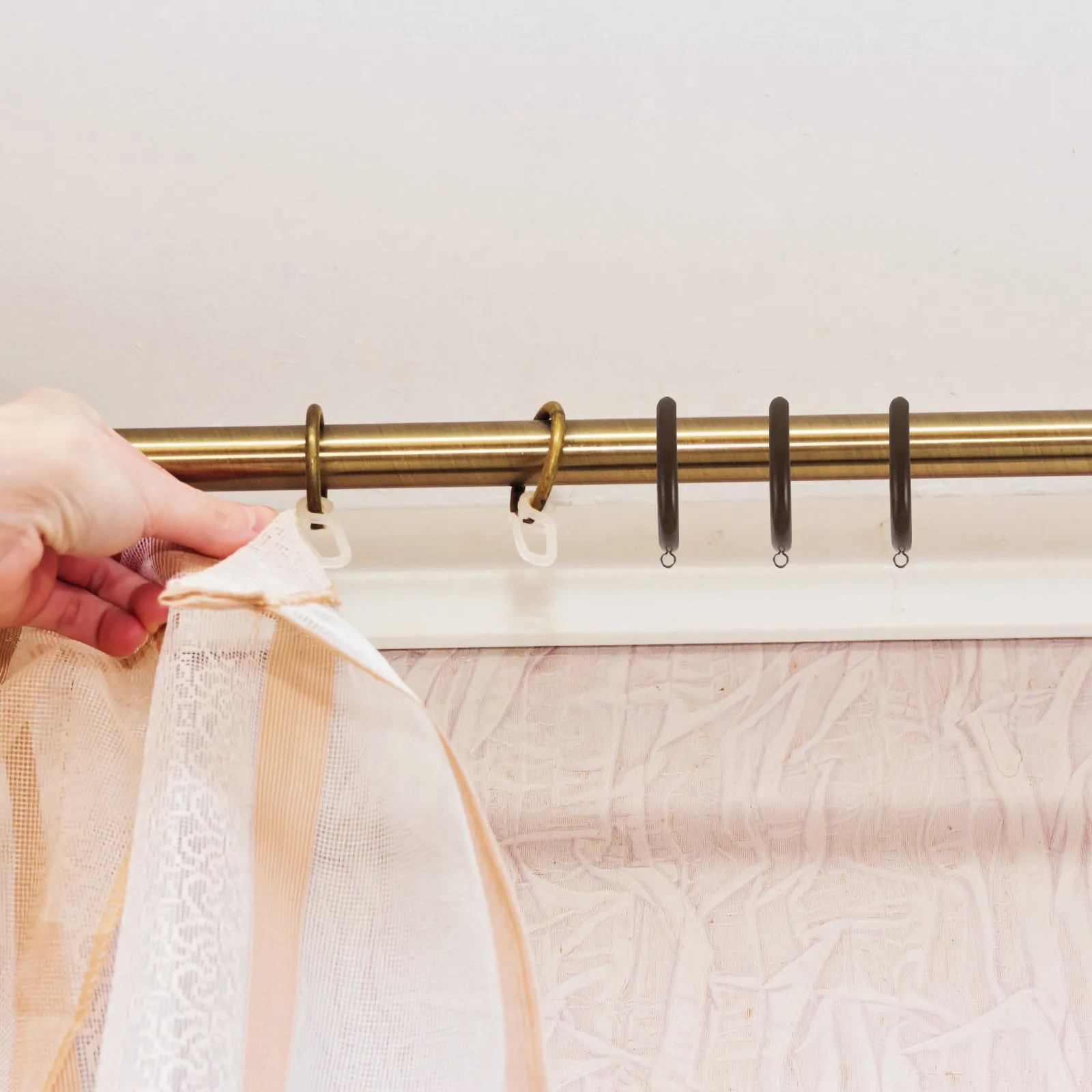 6Pcs Wooden Drapery Curtain Rings Smooth Polished Surface Easy Installation Compatible with All Curtain Rods Rustic Elegance