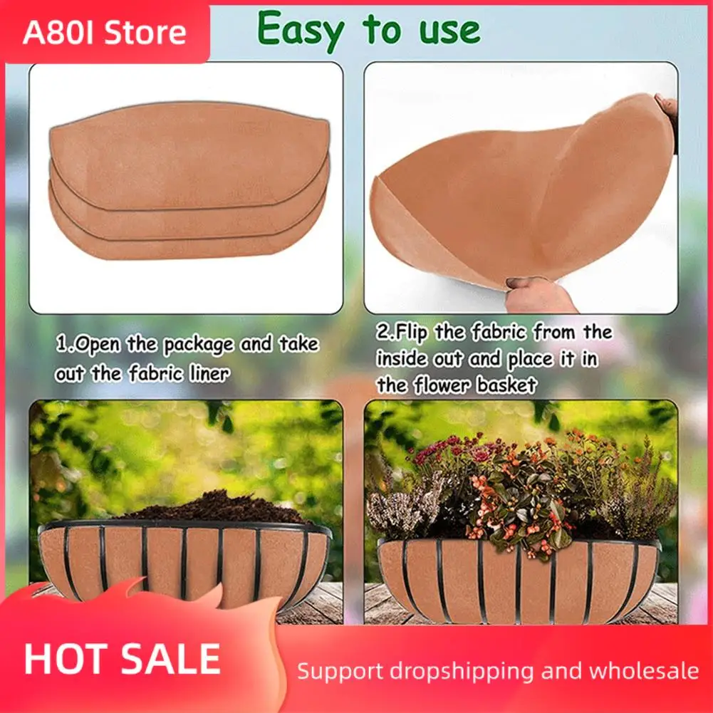 

A80I 3PCS Felt Plant Basket Liners Hanging Fabric Flower Basket Liners Felt Replacement Coconut Liner For Outdoor Hanging