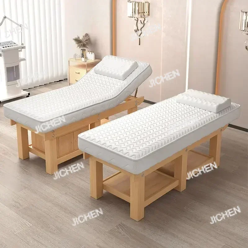 

Кушетка для косметологических процедур RJC из массива дерева с латексным покрытием, с вышивкой, для наращивания ресниц, моксотерапии и массажа, специальная для салонов красоты