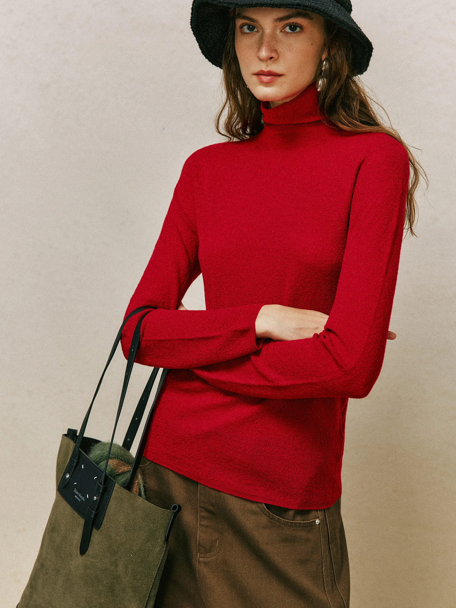 3D Seamless One-Piece High Neck Yarn Base Shirt Yangzi 18 Needle Irregular Texture Woolen Knitted Women's Casual Fashion