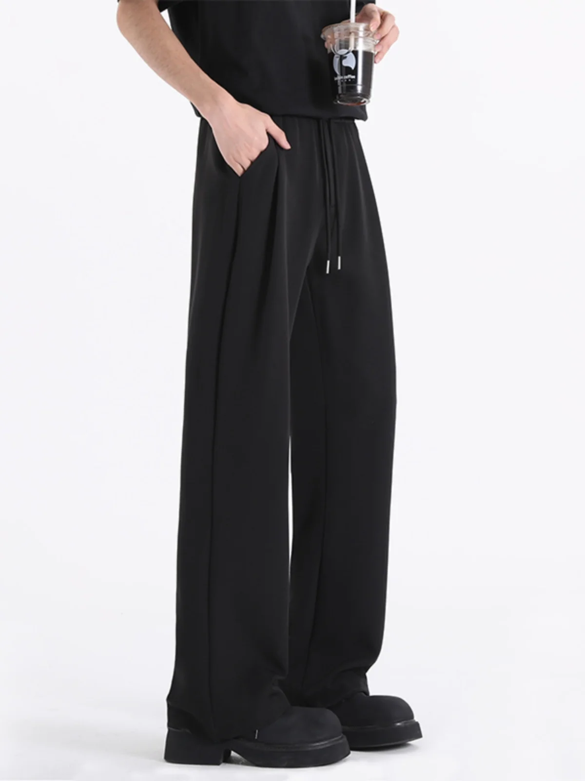 

Trendy Men's Slim Fit Straight Leg Suit Pants Spring Vibe High Street Qui Dry Casual Thin Cool Feeling Long Pants