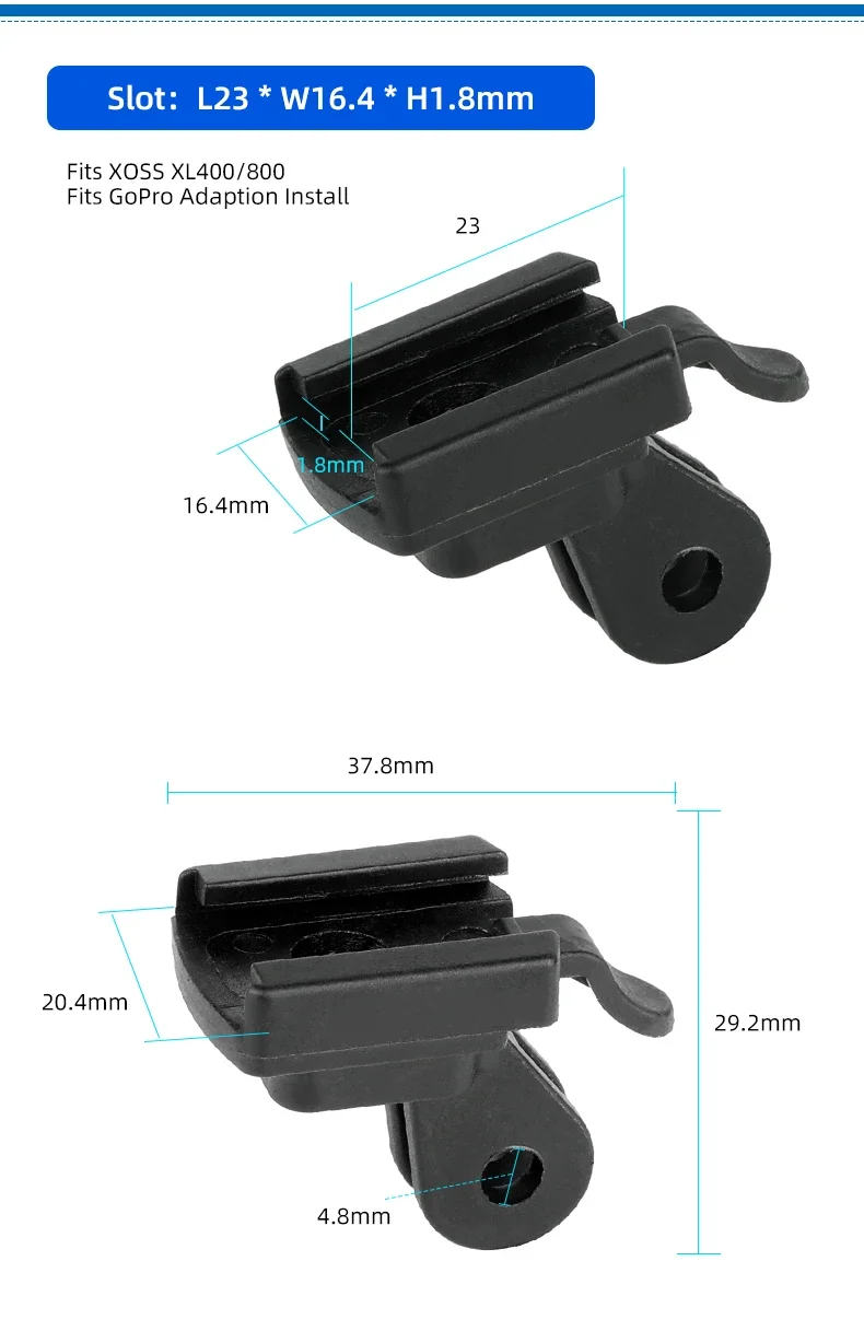 Scheinwerferhalter, anwendbar auf XOSS XL400 800, passend für GoPro Fußrichtung, umschaltbarer Fahrradlenker, Vorbau, Gabel, Helmhalterung – Detail 2