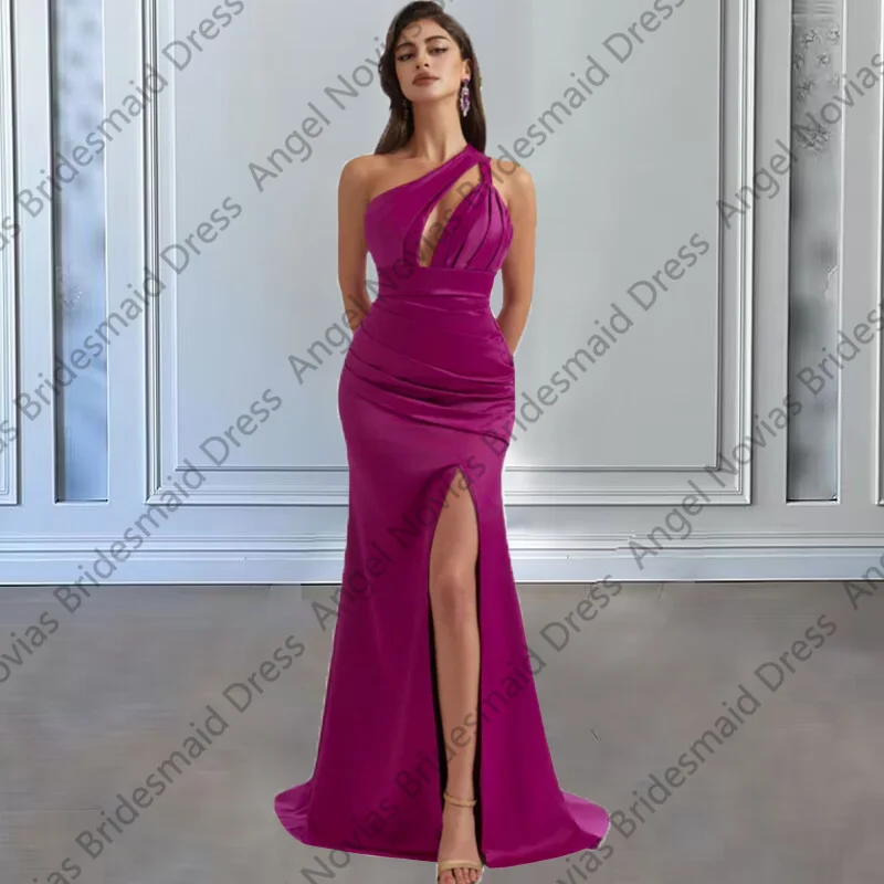 Sexy Customized Long Purple Mermaid Bridesmaid Dresses with Split Wedding Party Dresses Vestidos Casamento Madrinha