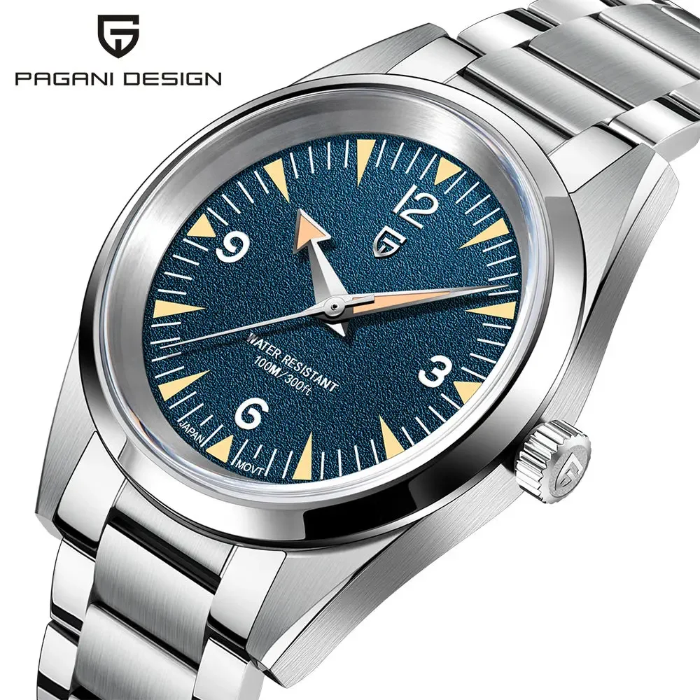 

Pagani Design 2025 Новые роскошные мужские кварцевые часы Vh31 с сапфировым стеклом из нержавеющей стали, водонепроницаемые, 10 бар, светящиеся C3, для отдыха, Reroj Hombre