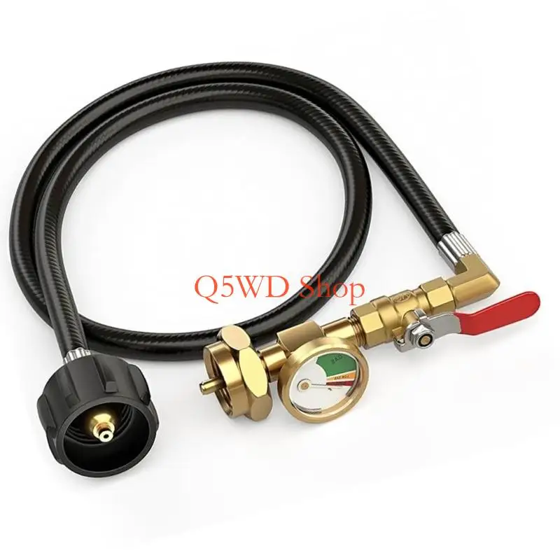 Q5WD Heavy Type Propane Refill Adapter Featuring Flexible Hose And Pressure Monitoring Systems