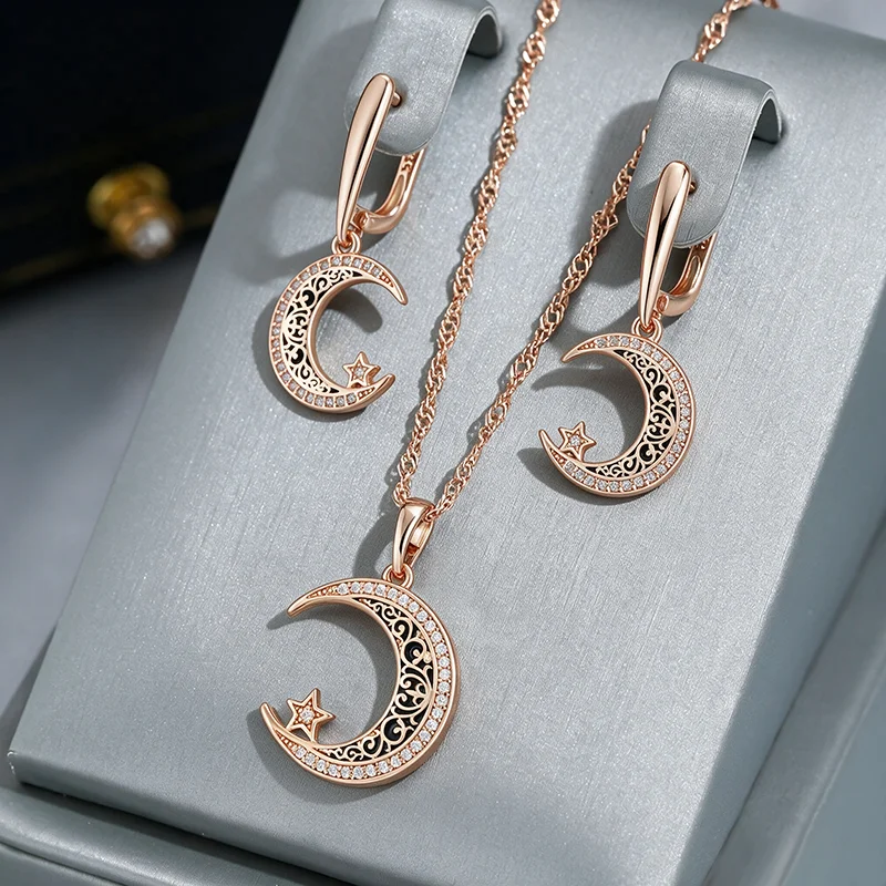 Wbmqda 53*8mm Grüne Zirkon Lange Hängeohrringe für Damen Mode 585 Roségold Wassertropfen Accessoires Schmuck