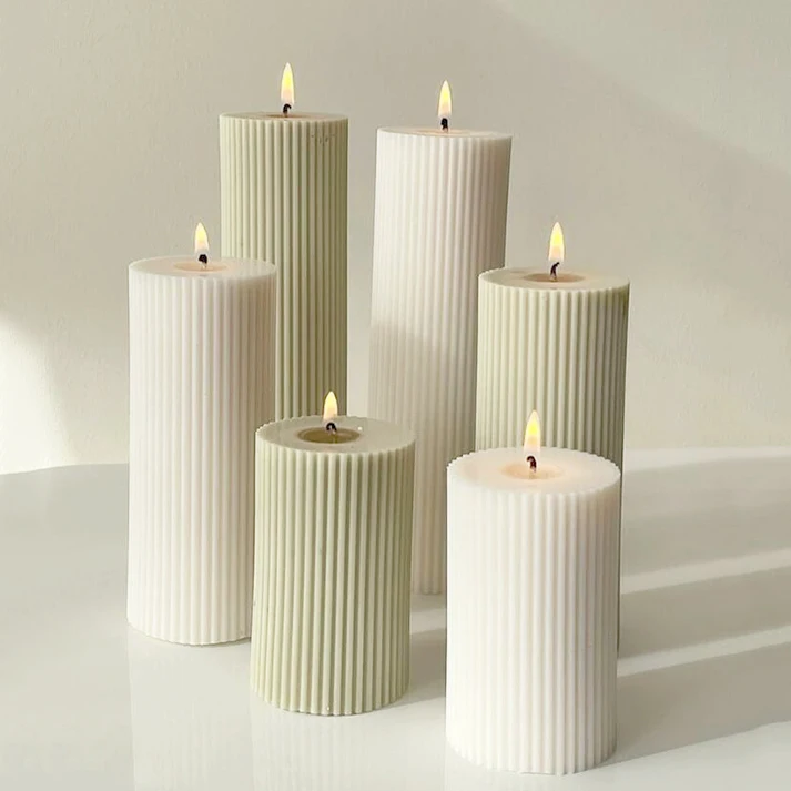 Striped Candle Acrylic Mold DIY Pillar Candle Mold Scented Candle Cup Romantic Atmosphere Dinner Home Holiday Decorations