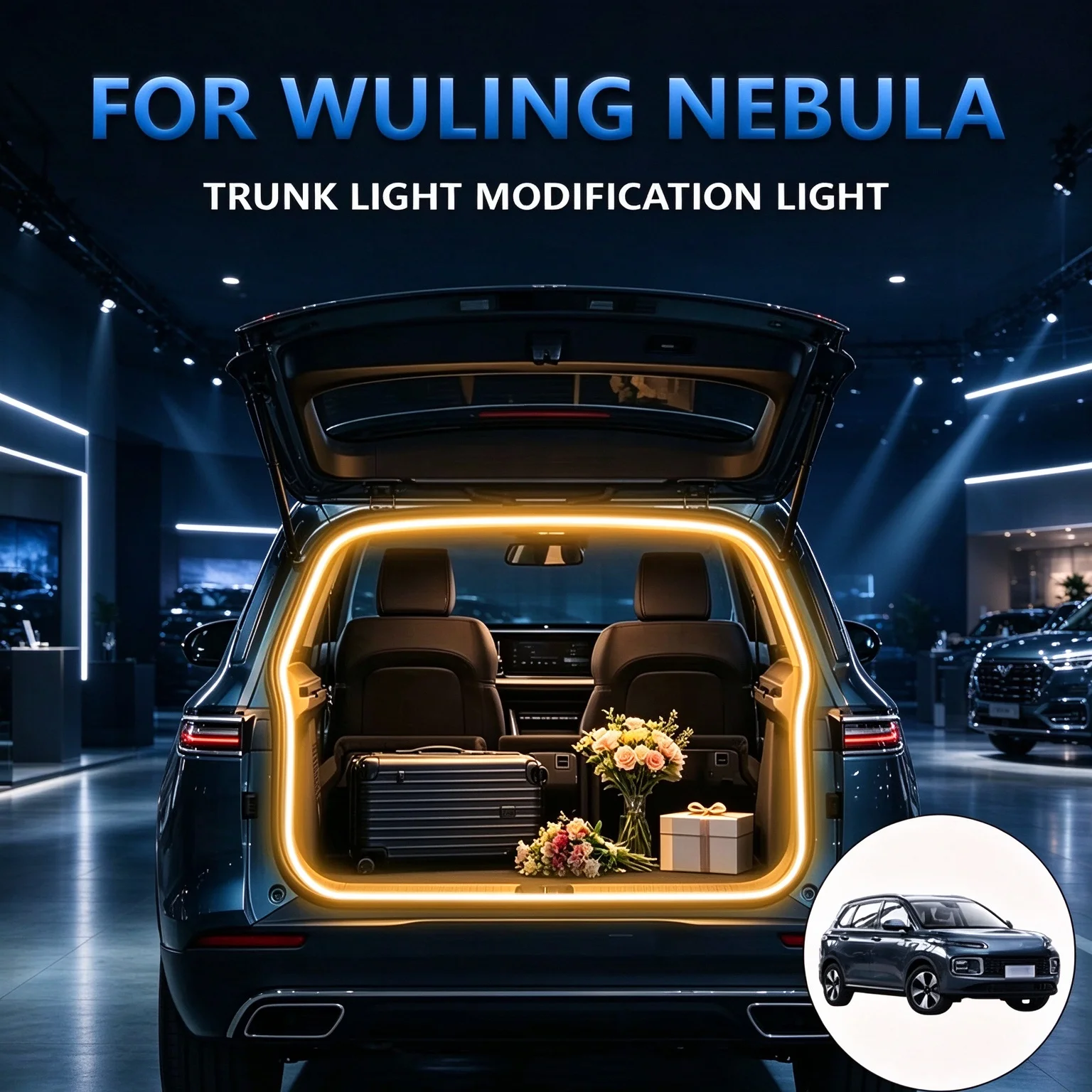 For WULING NEBULA Trunk Boot LED Light Bar, Rear Tailgate Interior Ambient Lamp, White Warm White Car Trunk Modification Strip