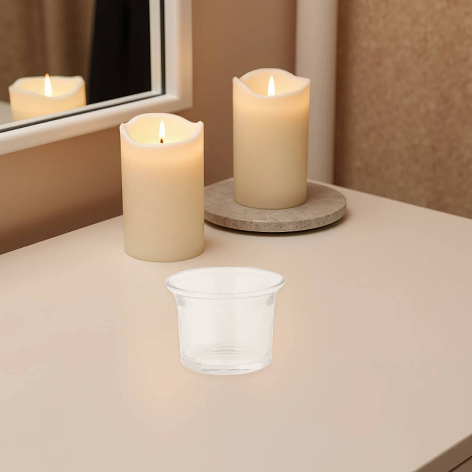 

4Pcs Clear Glass Holders 6cmx4cm Round Candlestick Holders Elegant Wedding Centerpieces Home Decor Party Festival