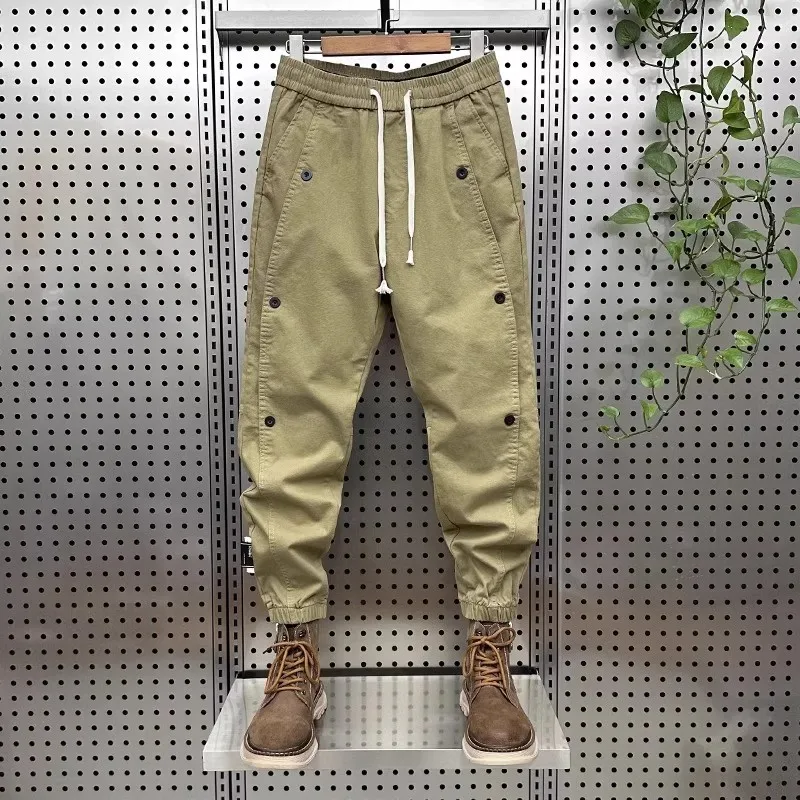 

Свободные американские брюки для рабочей одежды, мужские ботинки, рабочие брюки на пуговицах в тон, молодежные витали Sle цвета хаки