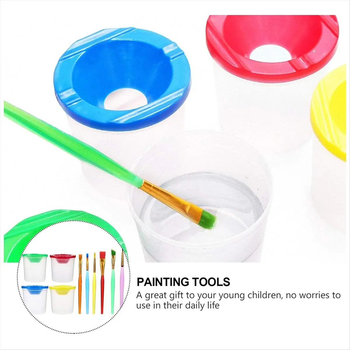 (ABLP) 16pcs Pen Wash Cup Paint Cup Clear Paint Pen Brush Painting Cups Clear Cups Paint Pen Art Class for Painting Clean Cup