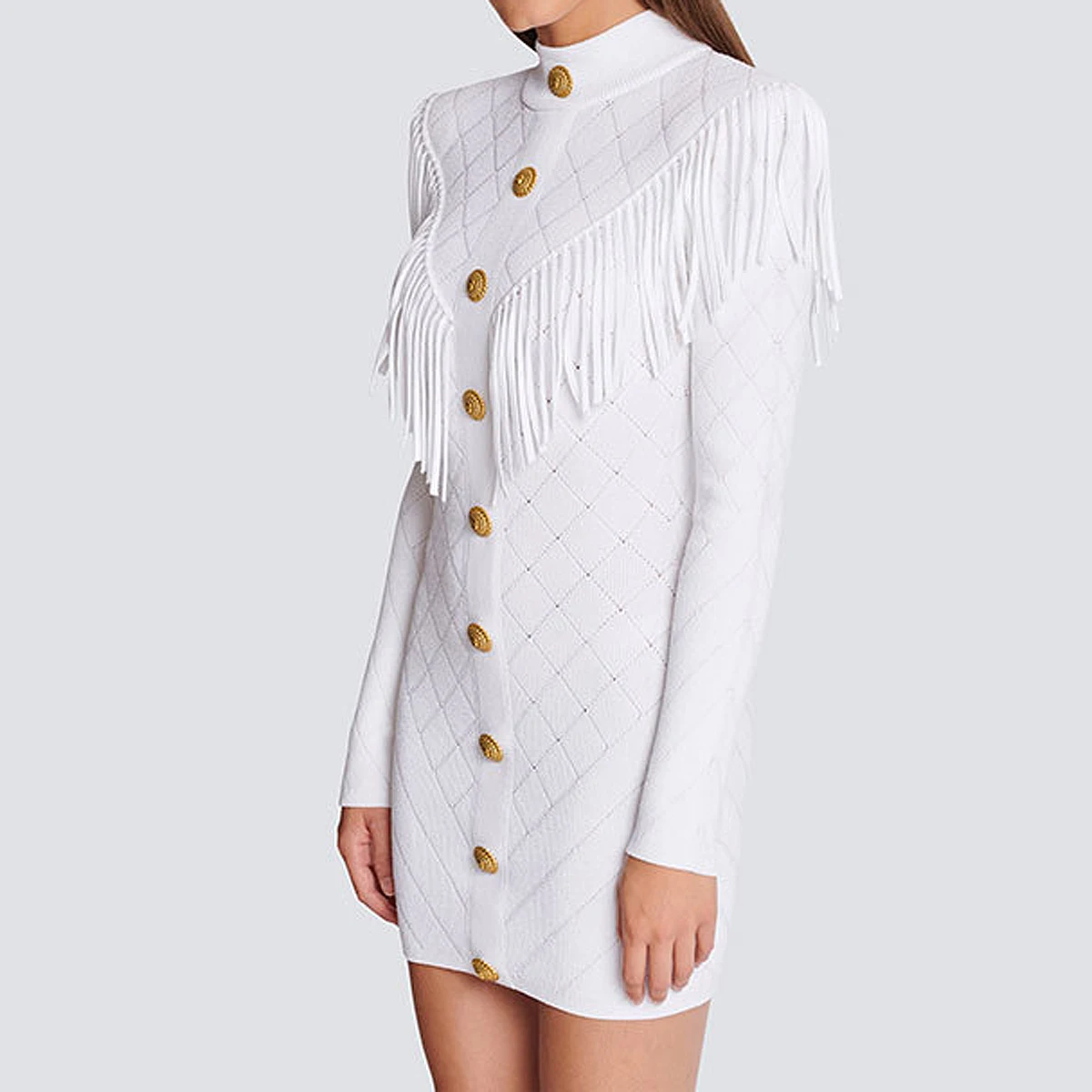 Spot 2024 Spring And Autumn New Fashion High Quality Knitted V-neck Tassel Slim Slim Long Sleeve Dress Women