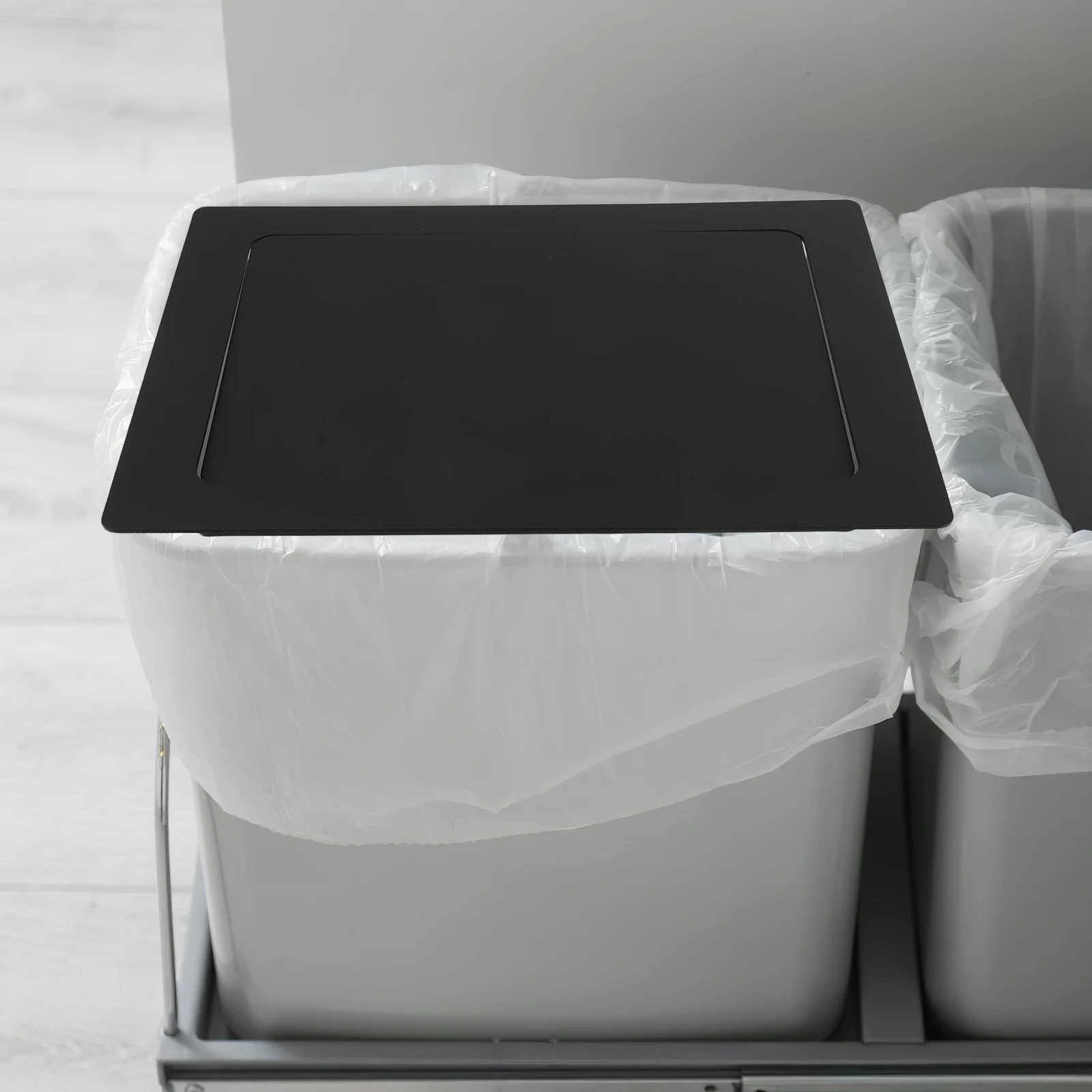 

Stainless Steel Trash Can Lid Side Opening Flush Mount For Kitchen Cabinet Pantry Recessed Garbage Chute Cover Swing Flap Door