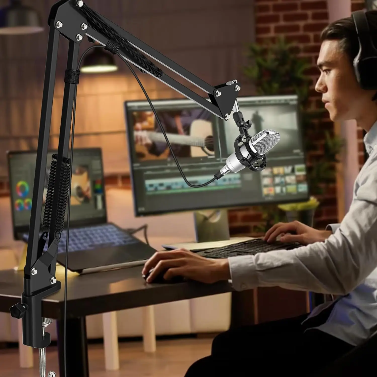 المهنية مرنة سطح المكتب ميكروفون قابل للتعديل تعليق مقص بوم حامل ذراع ل SM7B AM8 A6V K658 K688 K669 هيئة التصنيع العسكري