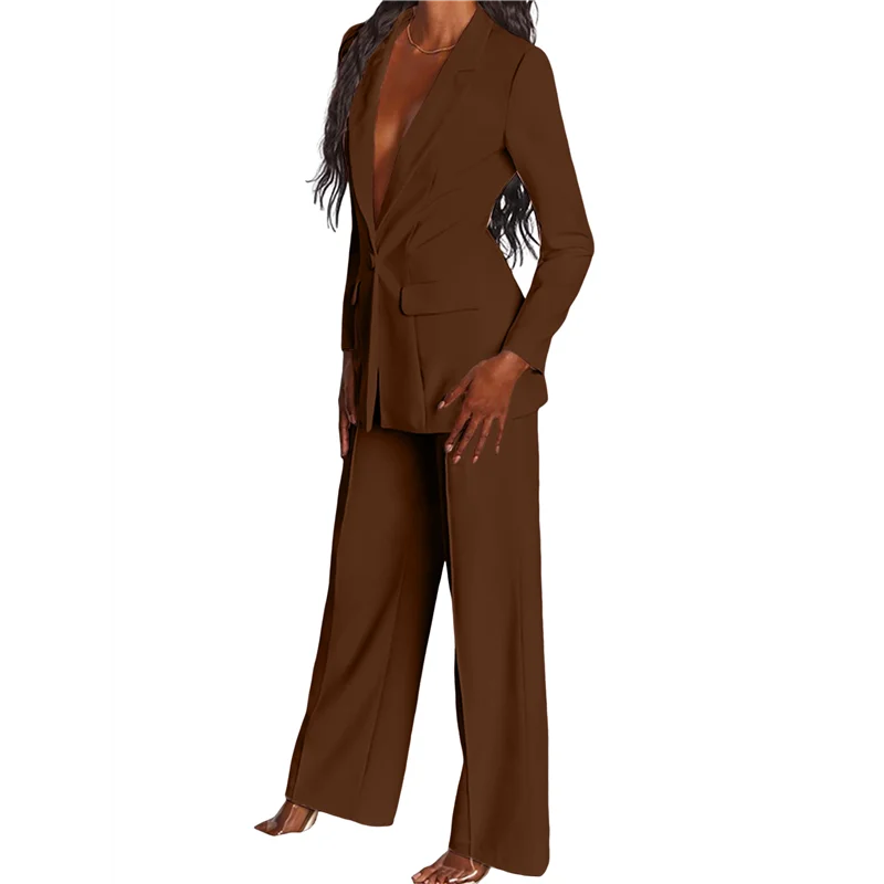 ABP-Pants الدعاوى للنساء متأنق 2 قطعة الأعمال عارضة التلبيب كم طويل مفتوح الجبهة السترة السراويل دعوى مجموعة