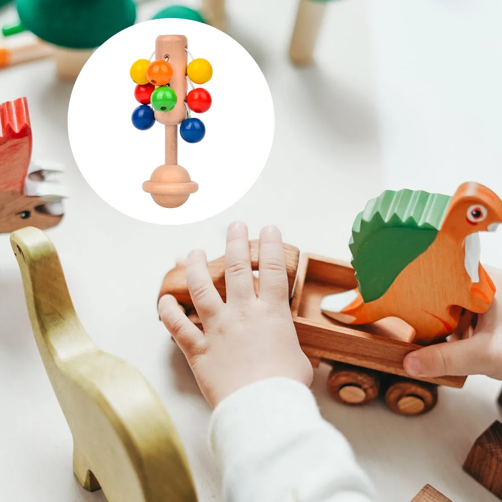 خشخيشة خشبية للأطفال، جرس يدوي تعليمي للأطفال، تحسين القدرة على التنسيق، يجذب الاهتمام، التصميم العلمي #1