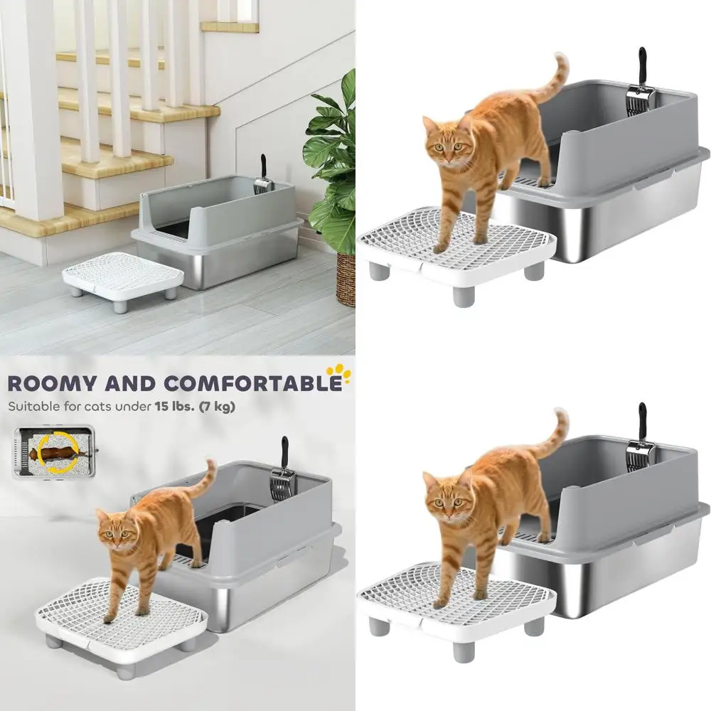 

Extra Large Litter Box for Multiple Cats with High Walls, Scoop Included, Leak-Proof, Easy to Clean, and Odor Control