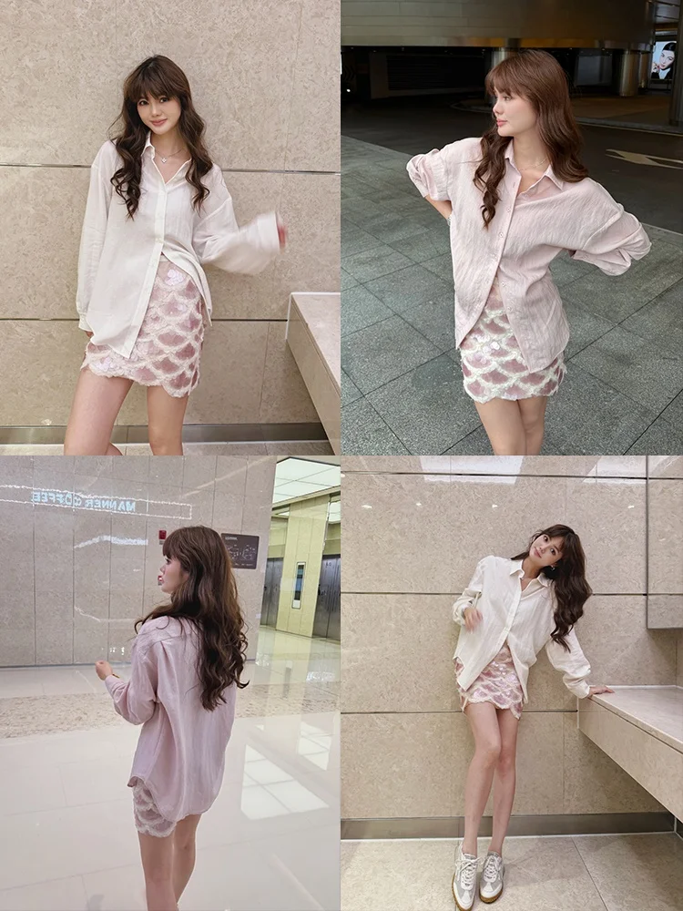 

Tangjia SD Women's Loose Fit Linen Shirt Versatile Physical Sun Protection Top Casual Style Long Sleeve Breathable Comfortable