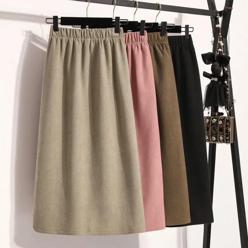 حجم كبير التنانير ميدي عالية الخصر ألف خط حجم كبير إخفاء اللحوم التخسيس الكمثرى شكل الجسم نصف الجسم تنورة تنوعا تنورة طويلة #1