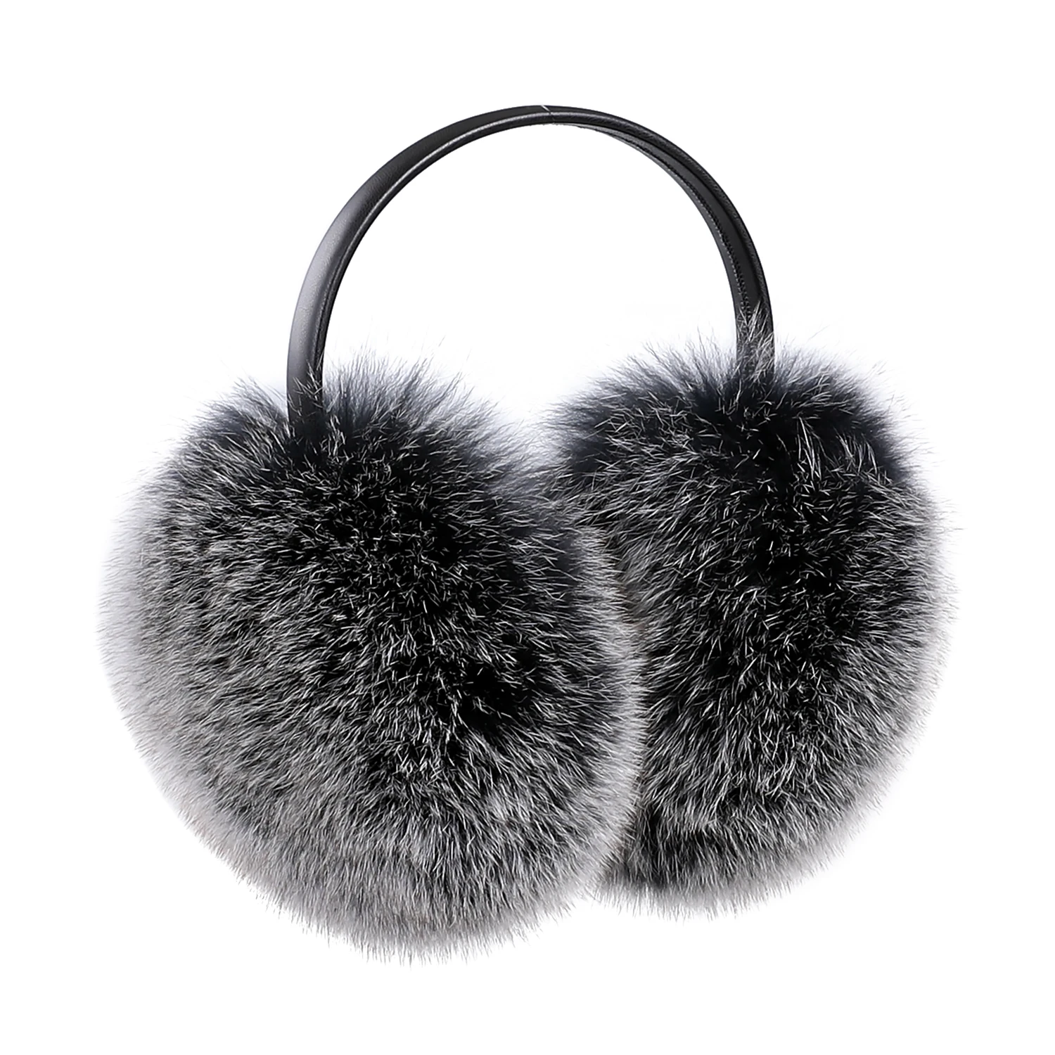 BOONJOVIA Women's Winter 100% Genuine Fox Fur Earmuffs Real Racccoon Fur Ear warmer For Cold Weather Warm Fluffy Soft Adjustable