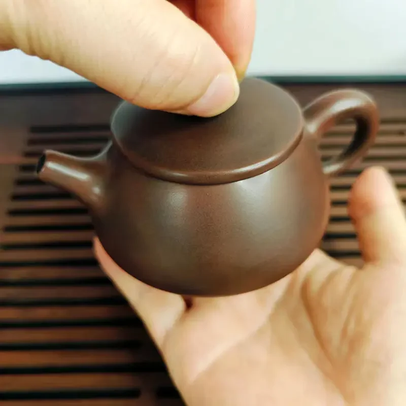 Qinzhou Nixing pottery teapot pure handmade raw ore material large mouth stone scoop Han tile pot small capacity tea set