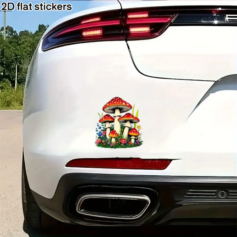 

Glossy Anime Mushroom & Flower Stickers Red Themed Plastic Decals with Shiny Suitable for Cars Motorcycles Laptops Water