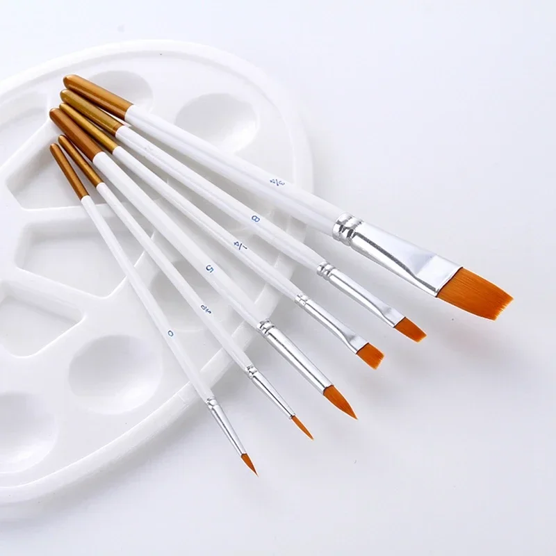 

6Pcs Painting Brushes Set Nylon Hair Artist Oil Painting Brush for Watercolor Acrylic Drawing School Student Art Supplies