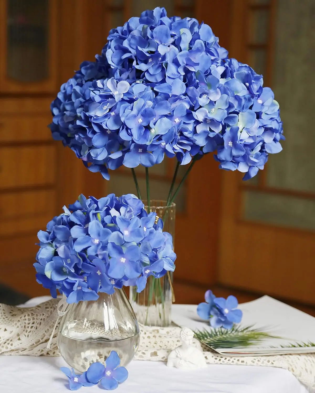 6 Stück 8,7 Zoll Seiden-Hortensien-Blütenköpfe mit Stielen, künstliche Hortensien-Blumen für DIY-Hochzeits-Mittelstück, Heimdekoration – Detail 9